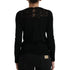 Dolce & Gabbana Black Silk Lace Trim Long Sleeves Blouse Top